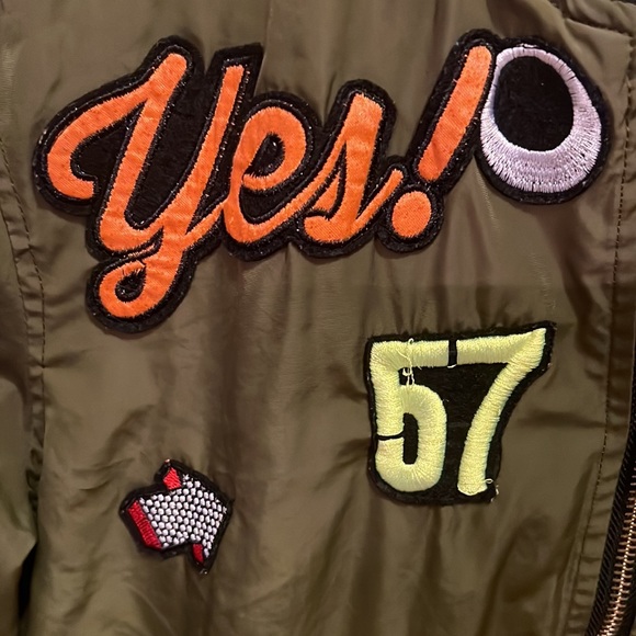 Women’s Streetwear Zipper Long Aviator Coat Windproof Jacket Funky Retro Patches - Picture 9 of 13